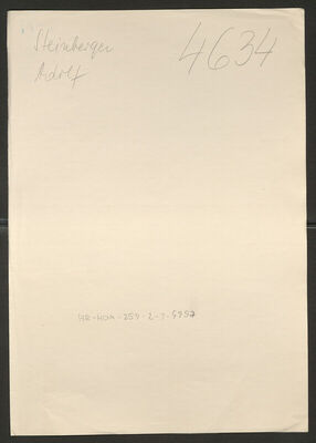 Steinberger, Adolf, 6.2.1916. Policijski karton