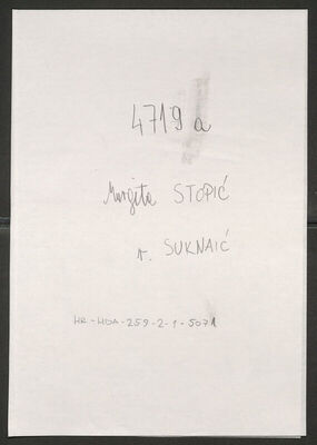 Stopić, Margita rođ. Suknaić, 13.7.1894. Policijski karton