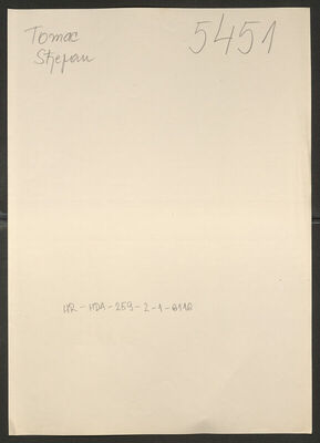 Tomac, Stjepan. Policijski karton