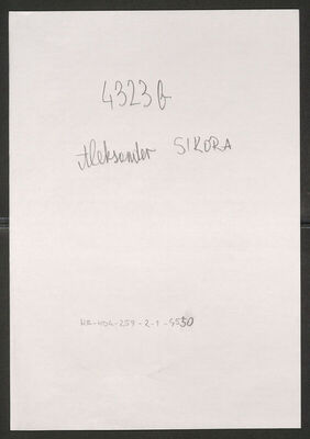 Sikora, Aleksander, 14.5.1905. Policijski karton