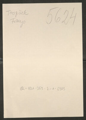 Tropšek, Franjo, 22.5.1907. Policijski karton