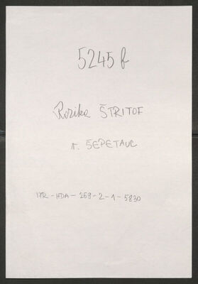 Štritof, Rozika rođ. Šepetauc, 13.5.1916. Policijski karton