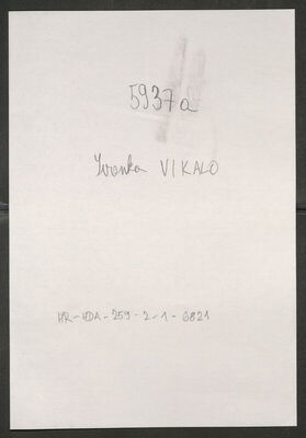 Vikalo, Ivanka, 1903. Policijski karton