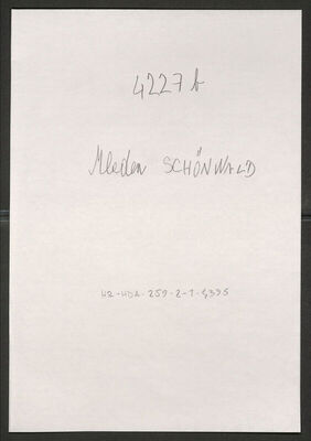 Schönwald, Mladen, 13.12.1909. Policijski karton