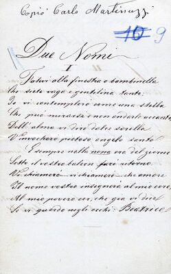 Due Nomi = Dva imena , Copi? = Prepisao Carlo Martinuzzi