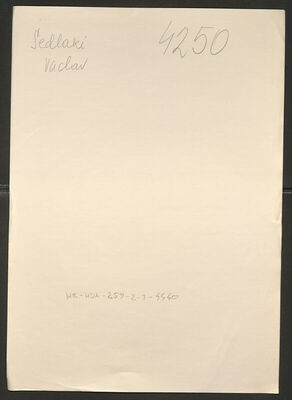 Sedlaki, Vaclav, 5.5.1920. Policijski karton