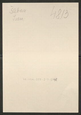 Šaban, Ivan, 5.1.1917. Policijski karton