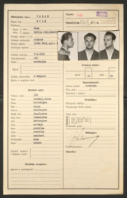 Šaban, Mile, 7.10.1919. Policijski karton