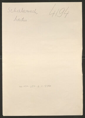 Schalamach, Martin, 6.2.1905. Policijski karton