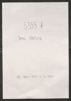 Tausig, Irma, 22.10.1882. Policijski karton