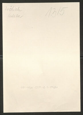 Frölich, Anđela, 9.6.1901. Policijski karton