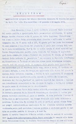 Relazione = Izvješće, Copia = Prijepis