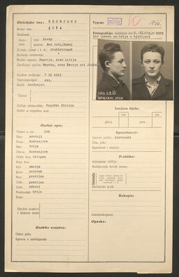 Škorjanc, Joža, 7.2.1913. Policijski karton