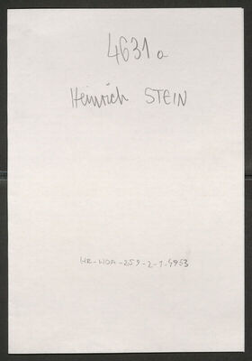 Stein, Heinrich, 10.3.1910. Policijski karton