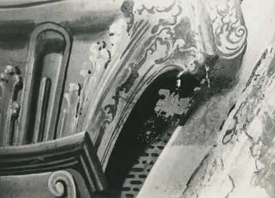 Lepoglava - Bivša pavlinska crkva sv. Marije, detalj zidnih slika na svodu, probno fiksiranje oštećenog sloja boje