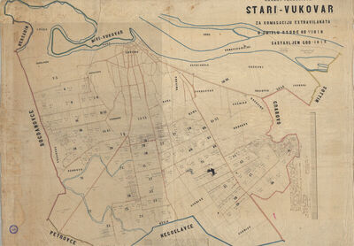 NACERT TERGOVIŠTA STARI VUKOVAR ZA KOMASACIJU EXTRAVILANATA U SMISLU OSUDE OD 20/7 1878 SASTAVLJEN GOD:1879