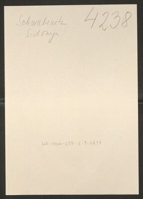 Schwabenitz, Sidonija, 29.5.1898. Policijski karton