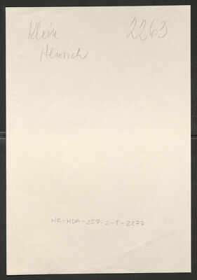 Klein, Henrich, 1913. Policijski karton