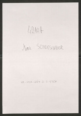 Schlesinger, Mira, 20.6.1924. Policijski karton