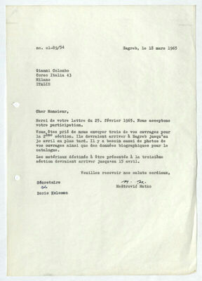 Korespondencija Matko Meštrović - Gianni Colombo - dogovor o NT3