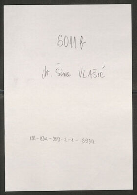 Vlašić, Šime, 1892. Policijski karton