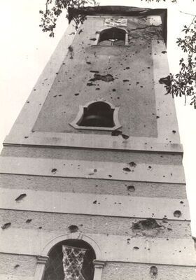 Pokupsko - Crkva Uznesenja Blažene Djevice Marije (sv. Ladislava), oštečen zvonik