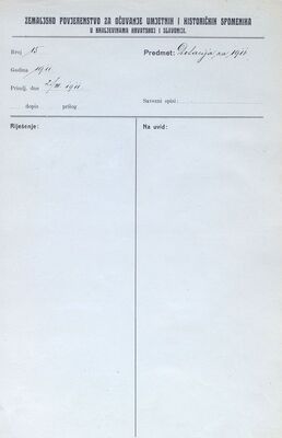 Dotacija Zemaljskom povjerenstvu za 1911. godinu