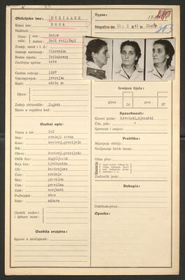 Schiller, Dora, 1897. Policijski karton