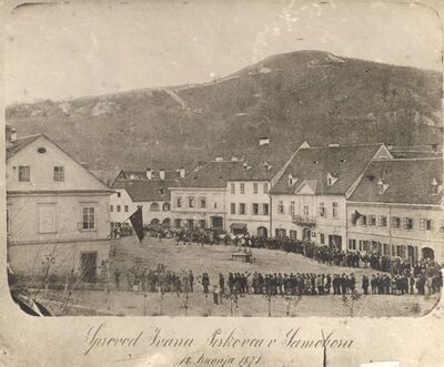 Samobor - Glavni gradski trg, sprovod Ivana Perkovca
