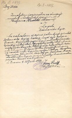 Spomenici kotara Ivanec - potvrda primitka knjige Gjure Szabe