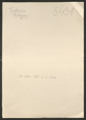 Todorov, Blagoj, 22.2.1911. Policijski karton