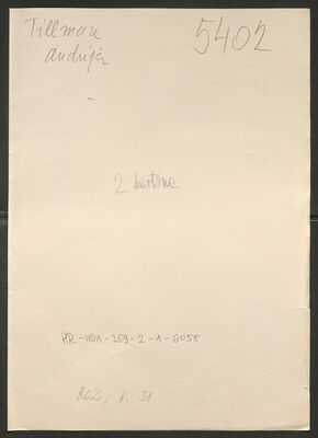 Tillman, Andrija, 26.5.1908. Policijski karton