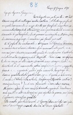 Anno = Godina 1891. Lettere di Tomaso Luciani = Pisma Tomasa Lucianija, numerirana rukom, s plavom olovkom,brojevi