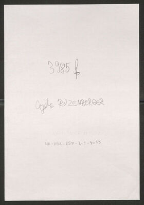 Rozenberger, Cvjeta, 1.7.1925. Policijski karton