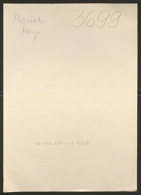 Plavšak, Marija rođ. Mar, 1921. Policijski karton