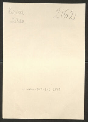 Karna, Milan, 1909. Policijski karton