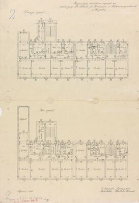 Stambena kuća Nikole pl. Tomašića, projekt pregradnje, tlocrti: 1. prvi kat, 2. drugi kat