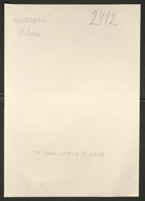 Kosanović, Milan, 12.3.1909. Policijski karton