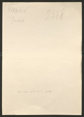 Kaurić, Imbro, 5.11.1890. Policijski karton