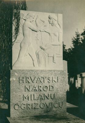 Zagreb - Mirogoj, nadgrobni spomenik pjesniku Milanu Ogrizoviću