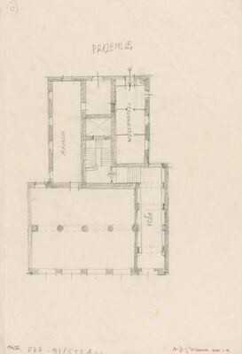 Stambena i trgovačka zgrada za eksploataciju drva, skica tlocrta/prizemlje