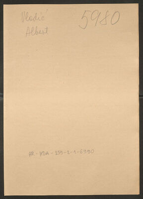 Vladić, Albert, 31.1.1923. Policijski karton