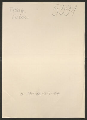 Težak, Milan, 28.9.1925. Policijski karton