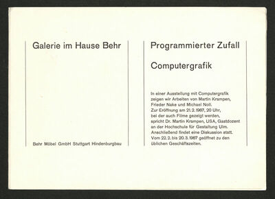 Programmierter Zufall - Computergrafik - deplijan izložbe