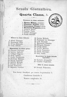 Classificazione degli allievi della Civ. scuola elem. masch. e della annessavi Scuola serale-domenicale : in Fiume 1892-93