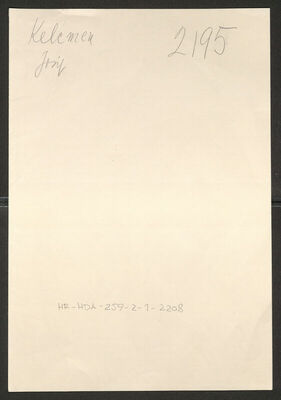 Kelemen, Josip, 30.12.1907. Policijski karton