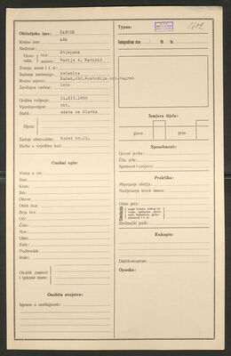 Šantek, Ana, 21.12.1899. Policijski karton