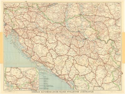 Automobilska karta Kraljevine Jugoslavije.