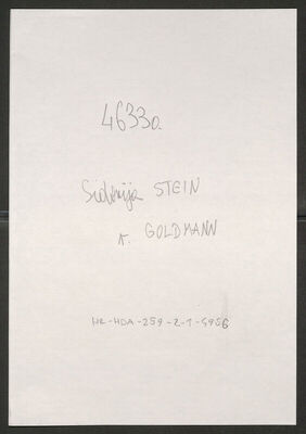 Stein, Sidonija rođ. Goldmann, 12.3.1864. Policijski karton