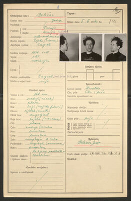 Stubičar, Josip, 1.3.1914. Policijski karton